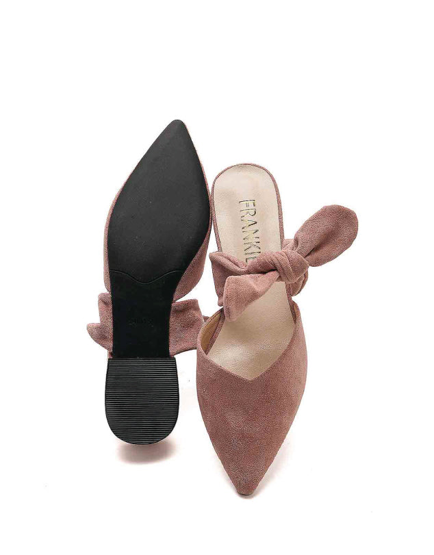 Zapato tipo slipper de tacón bajo y ancho en rosa | Laila