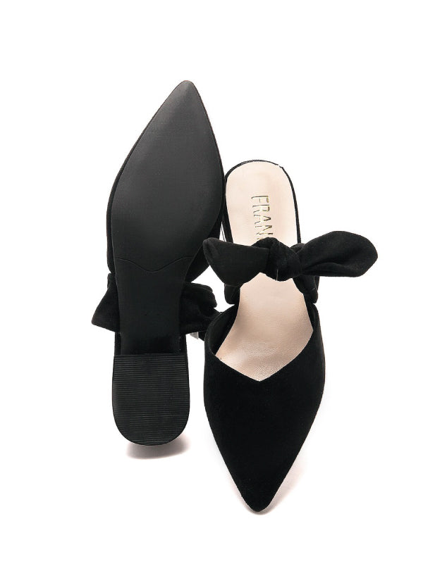Zapato tipo slipper de tacón bajo y ancho en negro | Laila