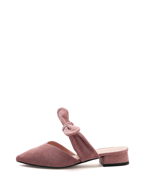 Zapato tipo slipper de tacón bajo y ancho en rosa | Laila