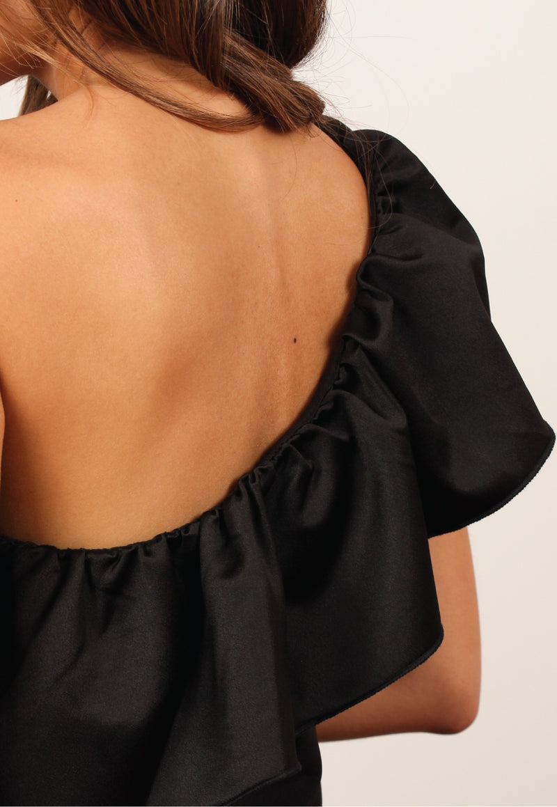 Blusa de hombro descubierto en negro | Lunera